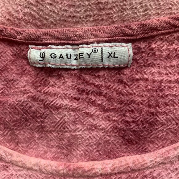 Gauzey Cotton Asymmetric Tunic Top Tie Dye Lagenlook XL Pink #43L - Picture 6 of 8